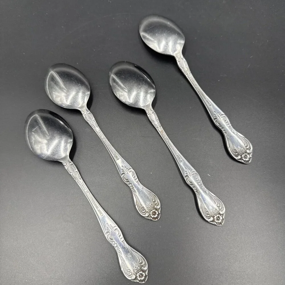 Easterling Valhalla Teaspoon Spoon Stainless Vintage Japan Set of 4 1950s